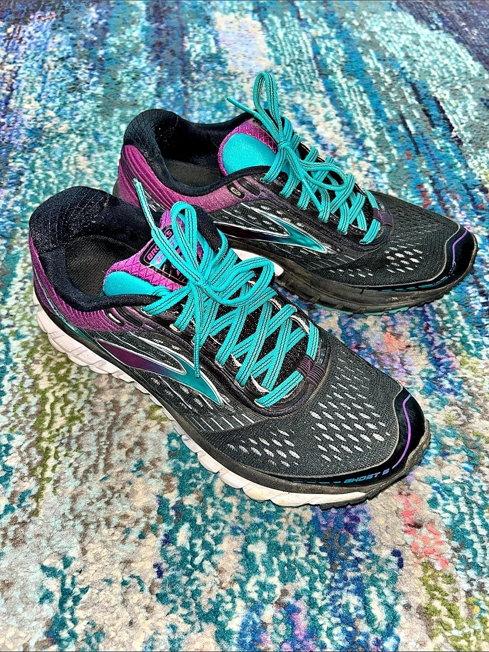 Brooks Ghost 9 Athletic Shoes Black, blue & purple